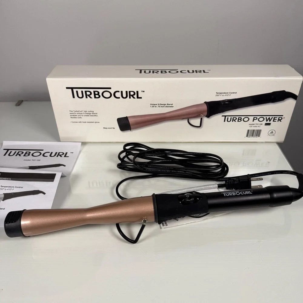 Turbo Power TurboCurl Hair Curling Styling Wand X Barrel 1.25” Temp Control